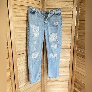 Blue Boyfriend Distressed Jeans